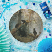 松の林の朝（森の熊） ペーパープレート (パーティー)