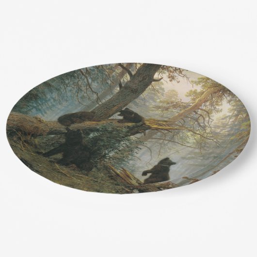 松の林の朝（森の熊） ペーパープレート (アングル)