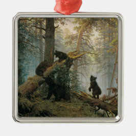 松の林の朝（森の熊） メタルオーナメント