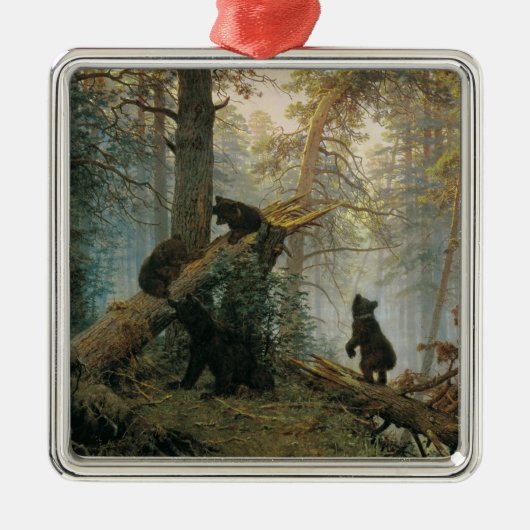 松の林の朝（森の熊） メタルオーナメント (正面)