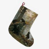 松の林の朝（森の熊） ラージクリスマスストッキング (正面 (吊り時))