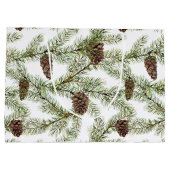 松の枝とコーンのクリスマス、新年 ラージペーパーバッグ (裏面)