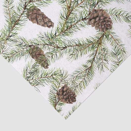 松の枝とコーンのクリスマス、新年 薄葉紙 (詳細)