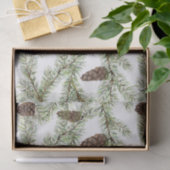 松の枝とコーンのクリスマス、新年 薄葉紙 (ギフト)