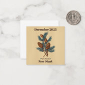 松の枝とコーンの付いた12月のグリーティングカード ノートカード (正面/裏面インサイチュ)