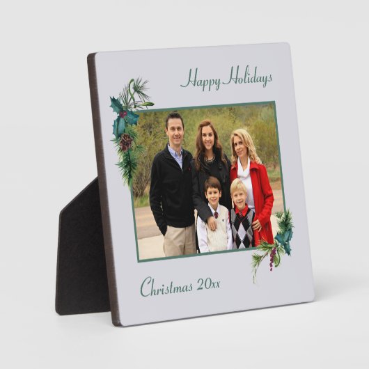 松の枝とベリーフレームクリスマスフォトプラーク フォトプラーク (正面)