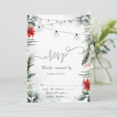 松の枝とポインセチアの招待状 招待状 (スタンド正面)