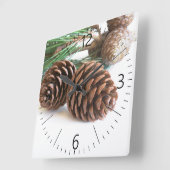 松の枝と円錐 スクエア壁時計 (傾斜)