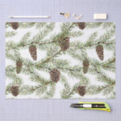 松の枝と円錐、新年 薄葉紙 (クラフト)