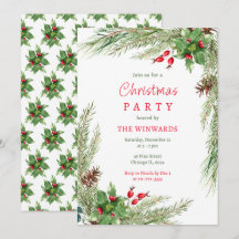 松の枝と実りのクリスマス パーティー