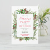 松の枝と実りのクリスマス パーティー 招待状 (スタンド正面)