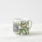 松の枝と松のコーン水の色パターン エスプレッソカップ (正面右)