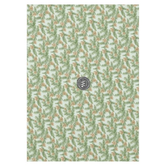 松の枝と松のコーン水の色パターン テーブルクロス (正面)