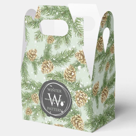 松の枝と松のコーン水の色パターン フェイバーボックス (オープン)