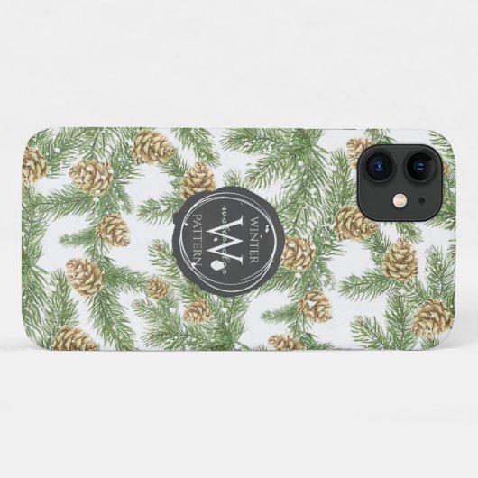 松の枝と松のコーン水の色パターン Case-Mate iPhoneケース (裏面(横))