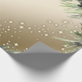 松の枝と松ぼっくりがクリスマスを飾る ラッピングペーパー (角)