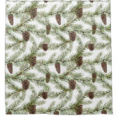 松の枝と松円錐 シャワーカーテン (正面)