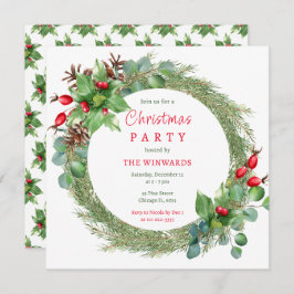松の枝と果実クリスマスパーティー 招待状