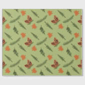 松の枝と楓の葉の継ぎ目無し包み紙 ラッピングペーパー (フラット)