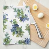 松の枝にスミレと雪 キッチンタオル (四つ折り)