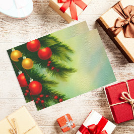 松の枝にビンテージクリスマスボール 薄葉紙