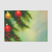 松の枝にビンテージクリスマスボール 薄葉紙 (正面)