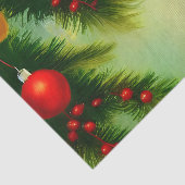 松の枝にビンテージクリスマスボール 薄葉紙 (詳細)