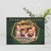 松の枝に金のフレームのクリスマス写真 シーズンカード (スタンド正面)