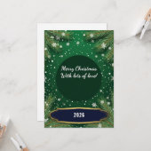 松の枝のあるクリスマスグリーンの背景 カード (正面/裏面インサイチュ)