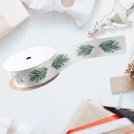 松の枝のクリスマスウィンターデリカート サテンリボン