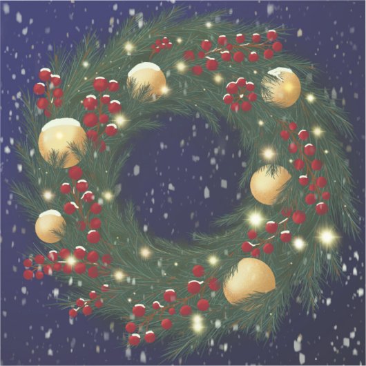 松の枝のクリスマスリース シール (正面)
