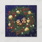 松の枝のクリスマスリース スクエア名刺 (正面)