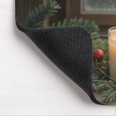 松の枝のクリスマスロウソク マウスパッド (コーナー)