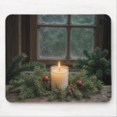 松の枝のクリスマスロウソク マウスパッド (正面)