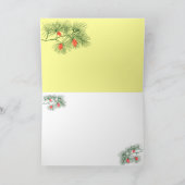 松の枝のホリデー アート ブランク グリーティング カード (内部)