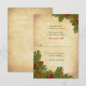 松の枝のホリデー・ウィンター・ウェディング　出欠確認カード 出欠カード (正面/裏面)