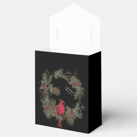 松の枝のリースの赤い（鳥）ショウジョウコウカンチョウ フェイバーボックス (オープン)