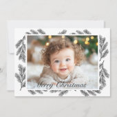 松の枝の写真パーソナライズされたクリスマス シーズンカード (正面)