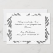 松の枝の写真パーソナライズされたクリスマス シーズンカード (裏面)