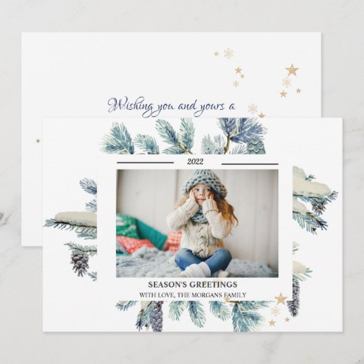 松の枝の写真　季節のご挨 (正面/裏面)