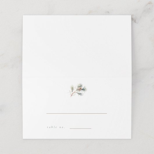 松の枝の冬の結婚式エスコートカード プレイスカード (外部開封)