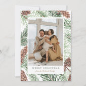 松の枝の緑の写真クリスマスフラット シーズンカード (正面)