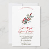 松の枝の赤い実のホリデー オープンハウス 招待状 (正面)