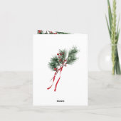 松の枝の赤い果実とリボン シーズンカード (裏面)