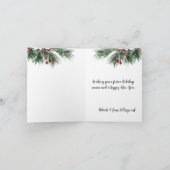 松の枝の赤い果実とリボン シーズンカード (内部)