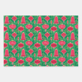 松の枝を柊に飾った聖降誕祭のオーナメント ラッピングペーパーシート (正面3)