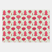 松の枝を柊に飾った聖降誕祭のオーナメント ラッピングペーパーシート (正面)