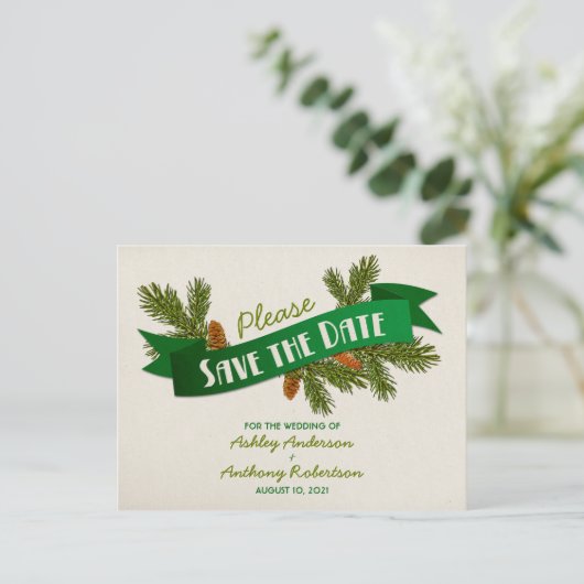 松の枝キャンピングウェディング日付を保存 案内ポストカード (スタンド正面)