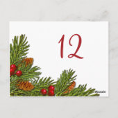 松の枝クリスマスパーティーテーブルカード ポストカード (裏面)