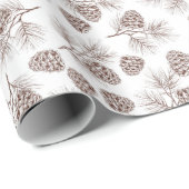 松の枝パインコーン素朴ギフト ラッピングペーパー (ロールコーナー)